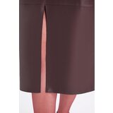 Defacto High Waist Combed Cotton Lined Slit Midi Faux Leather Burgundy Pencil Skirt | Eponuda.ba