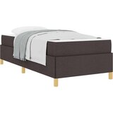  Postelja z vzmetnico Temno rjava in bela 100 x 200 cm blago | Shoptok.si