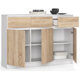 AKORD Komoda, 3 Vrata In 3 Predali, Bela/Hrast Sonoma, (5000332294) | Shoptok.si