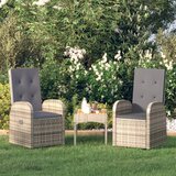 Maison Chic Nastavljivi vrtni stoli - Stol za vrt 2 kosa z blazinami poli ratan sivi JS81, (21878927) | Shoptok.si