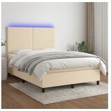 vidaXL Box spring postelja z vzmetnico LED krem 140x190 cm b | Shoptok.si