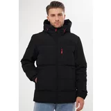 River Club Men's Black Lined Hooded Water and Windproof Inflatable Winter Sports Coat