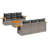 Maison Chic Seti vrtnega pohištva - Vrtna garnitura - Vrtni pohištvo set 7-delna z blazinami siv poli ratan, (21803006) | Shoptok.si