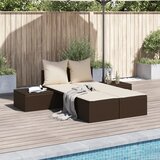 Maison Chic Dvojni Ležalnik - Sončna ležalnik z blazinami rjav poli ratan, (22042800) | Shoptok.si