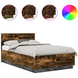  Krevetna konstrukcija s LED trakama Dimljeni hrast 120 x 190 cm | shoptok.hr