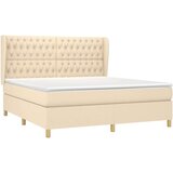  Box spring postelja z vzmetnico krem 180x200 cm blago | Shoptok.si