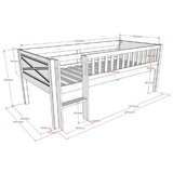 Vipack Bela dvignjena otroška postelja iz masivnega bora z letvenim dnom 90x200 cm Scott – | Shoptok.si