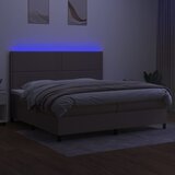 Krevet box spring s madracem LED smeđesivi 200x200 cm tkanina | Eponuda.com