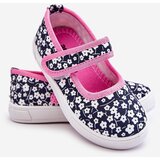 Boto Children's Velcro Ballerinas In Print Navy Blue And Pink Selah | shoptok.hr