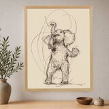 Wallxpert uramljena slika na platnu Cc-D-Ah-1046, skica slona sa podignutom surlom, 45 x 60 cm | Eponuda.com