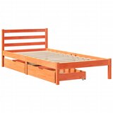 vidaXL Posteljni okvir s predali voščeno rjav 90x190 cm trdna borovina, (21303722) Cene