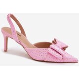 Boto Embellished Heels With Open Back And Bow Pink Nilandriela | Eponuda.ba