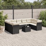  10-dijelni set vrtnih sofa s jastucima crni od poliratana | shoptok.hr
