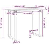  Blagovaonski stol O-oblika 100x50x75 cm od borovine i čelik | shoptok.hr