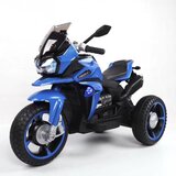 Motor dečiji motor veliki R1600 na akumulator sa svetlećim točkovima i kožnim sedištem 12V - plavi | ePonuda.com