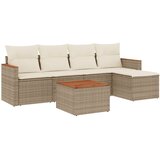  6-dijelni set vrtnih sofa s jastucima bež od poliratana 61.5 x 62 x 69 cm | Shoptok.si