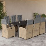 vidaXL 9-dijelni vrtni blagovaonski set od poliratana s jastucima bež | shoptok.hr