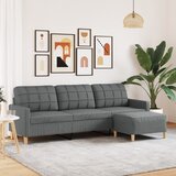 vidaXL Trosjed s tabureom tamnosivi 210 cm od tkanine Cijene