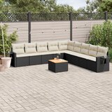 vidaXL 10-dijelni set vrtnih sofa s jastucima crni od poliratana | shoptok.hr