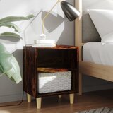  Noćni ormarić s drvenim nogama 2 kom dimljeni hrast 40x30x50 cm | shoptok.hr
