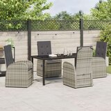  Set za blagovanje u vrtu od 5 dijelova s jastučićima sivi poli ratan | shoptok.hr
