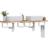  Zidna polica za umivaonik od čelika i masivnog bagremovog drva Smeđa 140 x 40 x 4 cm | shoptok.hr