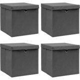  Kutije za pohranu s poklopcima 4 kom sive 32x32x32 cm tkanina | Eponuda.com