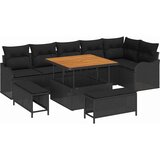  Sjedeća garnitura za vrt 9 kom. Crna poliratan 287,5 x 122,5 x 85 cm | Shoptok.si