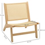  Stolica od ratana fotelja za čitanje drveni okvir široko sjedalo 64 x 70 x 74 cm prirodno drvo | shoptok.hr