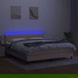  Box spring postelja z vzmetnico LED krem 180x200 cm blago | Shoptok.si