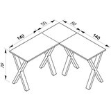 MID.YOU Kotna Pisalna Miza Lona, Antracit, Srebrna, 190x190cm | Shoptok.si