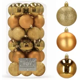 set božićnih kuglica, 6 cm, 30 komada, zlatne