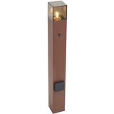 QAZQA Industrijska zunanja stebrna svetilka rjave barve z dimnim steklom 70 cm s senzorjem somraka IP44 - Danska | Shoptok.si