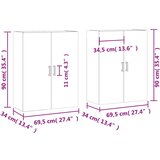 vidaXL Stenska omarica 2 kosa bela 69,5x34x90 cm | Shoptok.si