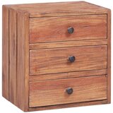 The Living Store Nočna omarica s 3 predali 35x25x35 cm trden predelan les - Omarica Za Ob Posteljo, (21433546) | Shoptok.si