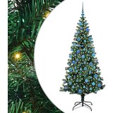 vidaXL Umjetno predsvijetljeno božićno drvce Zelena 180 cm PVC | shoptok.hr