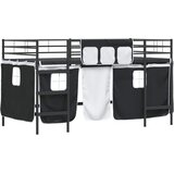  Krevet na kat za djecu s zavjesama Crna 80 x 200 cm | shoptok.hr