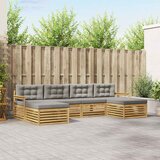  Setovi sofa 6 pcs Bijela i svjetlosiva Čvrsto drvo akacije | shoptok.hr