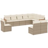  The Living Store Vrtna sedežna garnitura 10-delna z blazinami bež poli ratan - Vrtna Sedežna Garniture, (21449592) | Shoptok.si