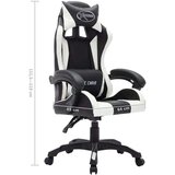 vidaXL racing stol z RGB LED lučkami belo in črno umetno usnje | Shoptok.si