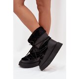 Boto Women's Snow Boots With Fur And Lacing On Platform Black Marinna | shoptok.hr