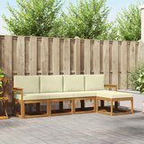  Set vanjskih sofa 5 pcs Prirodna i krem Čvrsto drvo akacije | shoptok.hr