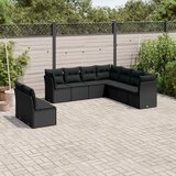  9-dijelni set vrtnih sofa s jastucima crni od poliratana | shoptok.hr