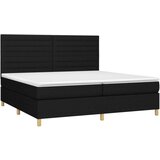 vidaXL Box spring postelja z vzmetnico črn 200x200 cm blago | Shoptok.si