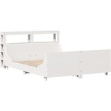 vidaXL Posteljni okvir z vzglavjem bel 135x190 cm trdna borovina, (21303882) Cene