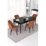 Hanah home trpezarijski set Nef, sto na razvlačenje i 4 stolice, ploča u dekoru crnog mermera, terakota tkanina Jerry | Eponuda.com