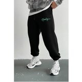 Dewberry 84184 3 Thread Mens Sweatpants-BLACK-GREEN Cene