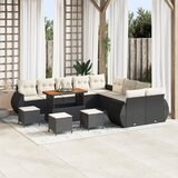vidaXL 14-dijelni Vrtni Sofa Set s Jastučićima Crni Poli Ratan, 4-dijelni Vrtni Set za Ručavanje s Jastučićima Crni Poli Ratan | shoptok.hr
