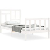 Maison Chic Posteljni okvir - Enojna postelja - Postelja za odrasle z vzglavjem bel trden les-J15769, (21772056) | Shoptok.si