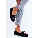 Boto Suede Loafers With Bow And Fringes Black Dorine | Shoptok.si